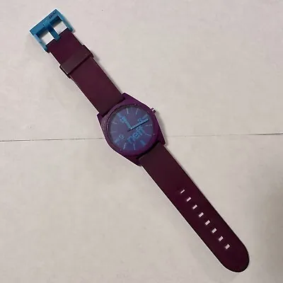 Neff Daily Blue Purple Dial Round Case Silicone Band Quartz Watch Unique Color • $25