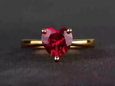 2Ct Heart Cut Lab Created 14K Yellow Gold Plated Red Ruby Solitaire Women's Ring • $69.99