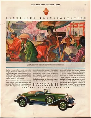 1930 Vintage Ad Packard Retro Car Auto Vehicle Green Convertible  RARE  02/22/24 • $12