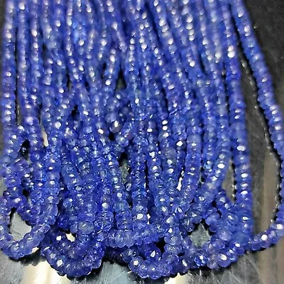 Tanzanite Faceted Beads Natural Gemstone Rondelle 3-4mm 6  1 Strand 113-157 • £18.07