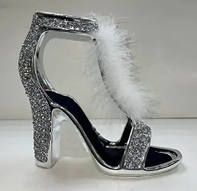 £19.99 • Buy Crushed Diamond Silver Crystal, Stunning Sparkly White Feather Shoe Ornament