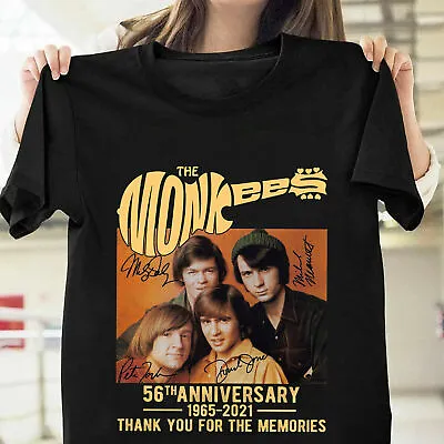 The Monkees Guitar 56th Anniversary Signatures Unisex T Shirt Black Cotton Tee • $19.95