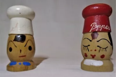 Vintage Wooden Chefs Mid Century Modern Salt And Pepper Shakers Made In Japan • $8