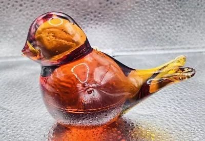 Viking Glass Amber Hand Blown Bird Paperweight Glass 4 X2.75 X3  • $19.75