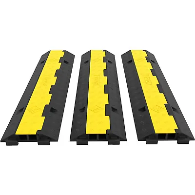 3PCS Of 2 Channel Rubber Cable Floor Protector Ramp Speed Bump Guard Road Cover • £44.39