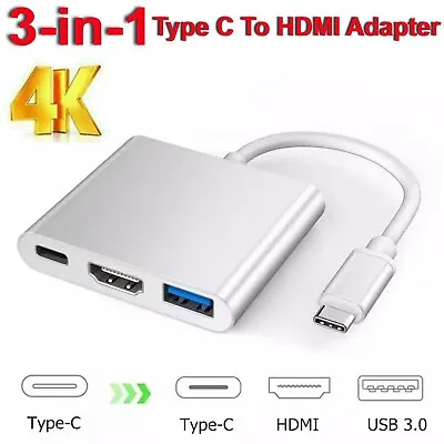 Type C USB 3.1 To USB-C 3.0 4K HDMI Adapter Cable 3 In 1 For Android LG Samsung • $15.99