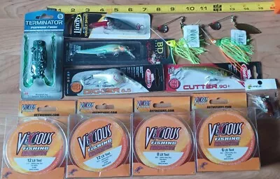 New Fishing Lure Lot Walleye Bass Musky Spinnerbait Crankbait Swimbait Line Frog • $9.99