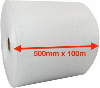 500MM X 100M SMALL BUBBLE WRAP CUSHIONING QUALITY BUBBLE 100 METERS LONG ROLL • £9.25