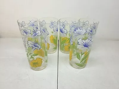 Vintage Floral Peanut Butter Style Drinking Glass Set Of 6  • $48.59