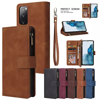 For Samsung Galaxy S24 S23 S22 S21 Zip Purse Wallet Leather Magnetic Case Cover • $13.06