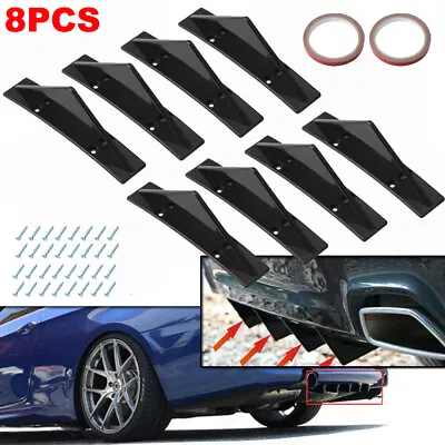 8pcs Gloss Black Universal Shark Fins Car Lower Rear Car Bumper Spoiler Diffuser • $28.20