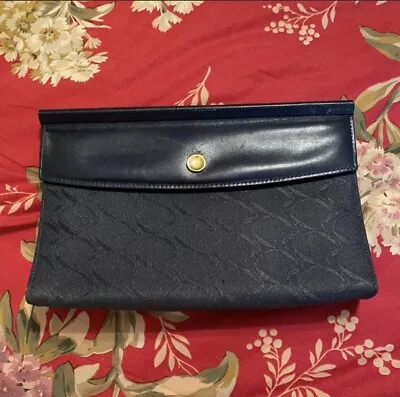 Vintage Movado Italian Leather Clutch Purse Navy Blue UNUSED! • $133