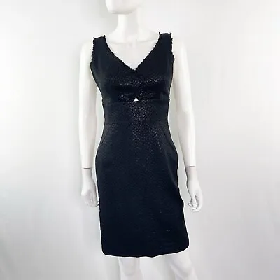Z Spoke Zac Posen Black Sleeveless Jacquard V-Neck Mini Cocktail Dress Size 0 • $39.98