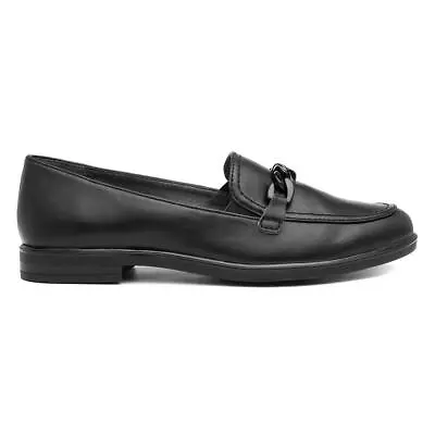 Jana Softline Womens Shoe Black Slip On Chain Loafer Shoezone SIZE • £24.99