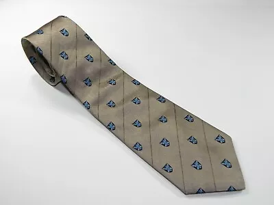 Men's LINCS DAVID CHU Silk NECKTIE Tie MADE IN ITALY SHIELDS DECOR LIONS EMBLEM • $10.98