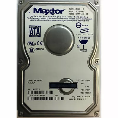 6L200M004AGBE - Maxtor 200GB 7200 RPM SATA 3.5  HDD • $42