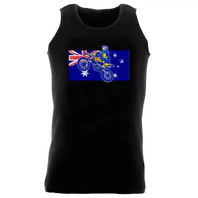 Australia Flag Dirt Bike - Novelty Funny Muscle Singlet Vest Unisex Tank Top • $19.95