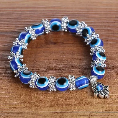 $1.53 • Buy Good Luck Blue Turkish Evil Eye Bead Protection Bracelet Bangle Fashion Women