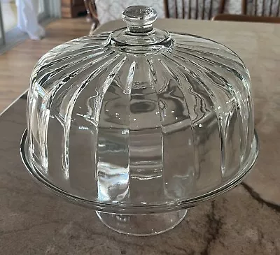 Rare Vintage Sierra Toscany Heavy Optic Cake Plate Stand Dome Cover 11  • $129