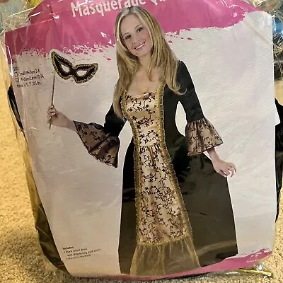 Masquerade Queen Women's Halloween Costume Black/Gold Dress Medium (10-14) • $25