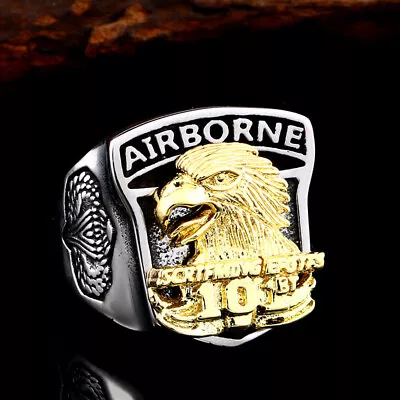 Eagle Airborne US Air Army Ring Stainless Steel Vintage Men's Biker Punk Ring • $12.80