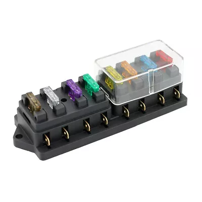 8 Way Fuse Box Holder Fuse Block With 8 Standard Fuses For Car Truck Boat S0O6 • $26.03