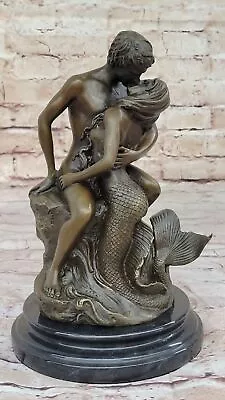 Seren Shores Bronze Mermaid Sculpture Signed Artist Aldo Vitaleh Nude Sale • $251.40