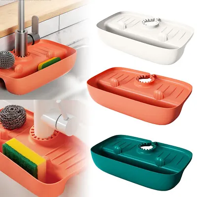 Kitchen Sink Caddy Silicone Faucet Tray Tidy Bathroom Soap Sponge Holder Storage • $14.39