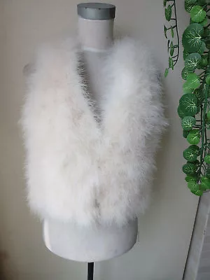 Girls Real Ostrich Feather Fur Vest Jacket Warm Waistcoat Fluffy Creamy White • $40