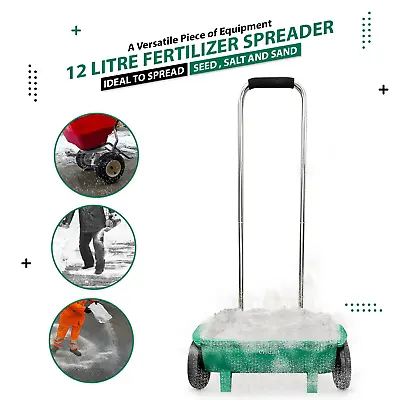 Garden 12L Soil Seed Salt Grit Spreader Fertiliser Grass Lawn Feed Spreader DIY • £19.45