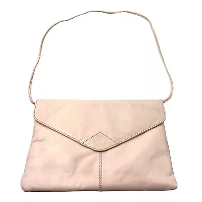 Vintage Blush Pink Leather Shoulder Bag Envelope Purse Embossed Flap TJW • $16.80