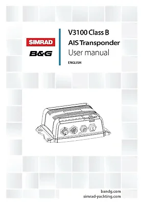 Lowrance Navico V3100 Class B AIS Transponder Operator Manual Instructions • $16.99