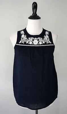 New J. CREW Womens Blue White Floral Embroidered Tunic Top Shrit Size 00 Nwt • $33.70