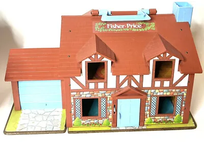 Vintage 1980 Fisher Price Play Little People Brown Tudor Doll House 952 • $34.50