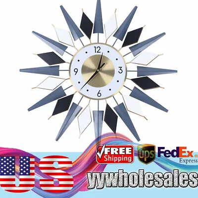 Large Starburst Metal Wall Clock Mid Century Modern Europe Style Decor 60x60cm • $48.34