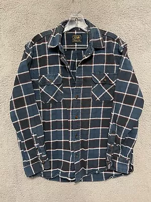 Jachs Mfg. Mens Heritage Flannel Shirt Size Large Blue Button Up Long Sleeve • $12.99