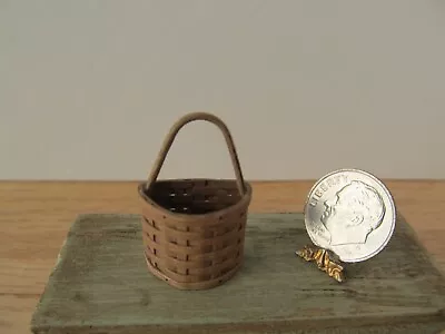 Artisan Al Chandronnait Wooden Basket Hanging Primitive Dollhouse Miniature 1:12 • $32