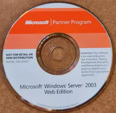 Microsoft Windows Server 2003 Web Edition +Product Key X10-65427 CD • $15