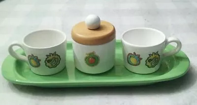 Mid Century  Set For 2 Espresso Demitasse Ceramic Cups Sugar Bowl And Tray New • $12.99