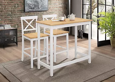 - 3 Piece Dining Table Set Counter-Height Bar Breakfast Table With 2 Stools For • $276.99