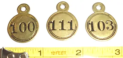TAGS  111 & 100 & 103   Brass Metal Vintage Number Keychain  Craft Mining ( 3 ) • $14.95