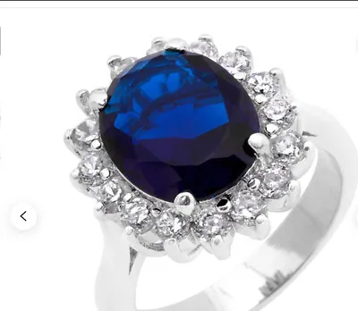 NWT Silver Kate Middleton's Engagement Ring With Simulated Sapphire And Crystals • £28.93