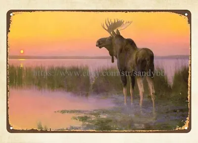 Douglas Allen Art Sunrise Moose Lake Metal Tin Sign At Home Decor Store • $18.99