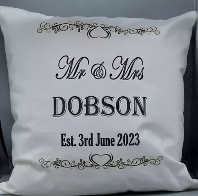 MR & MRS MR & MR MRS & MRS Wedding Personalised Pillow Cushion Cover Only • £7.50