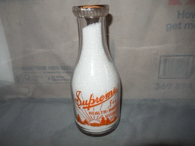 $60 • Buy Supreme Dairy Alliance Ohio Oh Orange Pyro Quart Milk Bottle Sports Scene & Cap