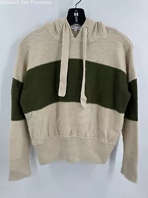 Madewell Womens Beige Green Colorblock Cotton Clairview Hoodie Sweater Size XS • $24.99