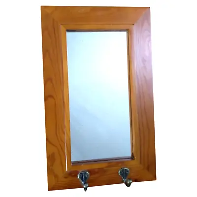 Dublin Pub Oak Mirror 15.5 X 9.75 In With 2 Metal Hooks • $41.57