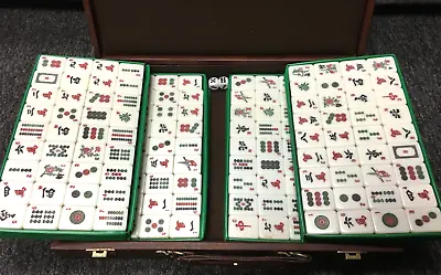 Vintage Chinese Mahjong Game Set 144 Tiles W/Case Box • $60