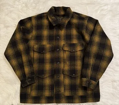 Filson Mackinaw Wool Cruiser Jacket Button Long Sleeve Gold Ochre Ombre Plaid XL • $321.10