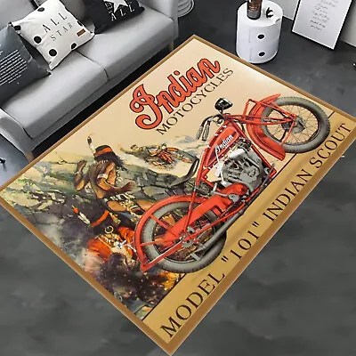 Indian Motorcycle Rug Retro Indian Motorcycle Rug Indian Motorcycle Decor • $69